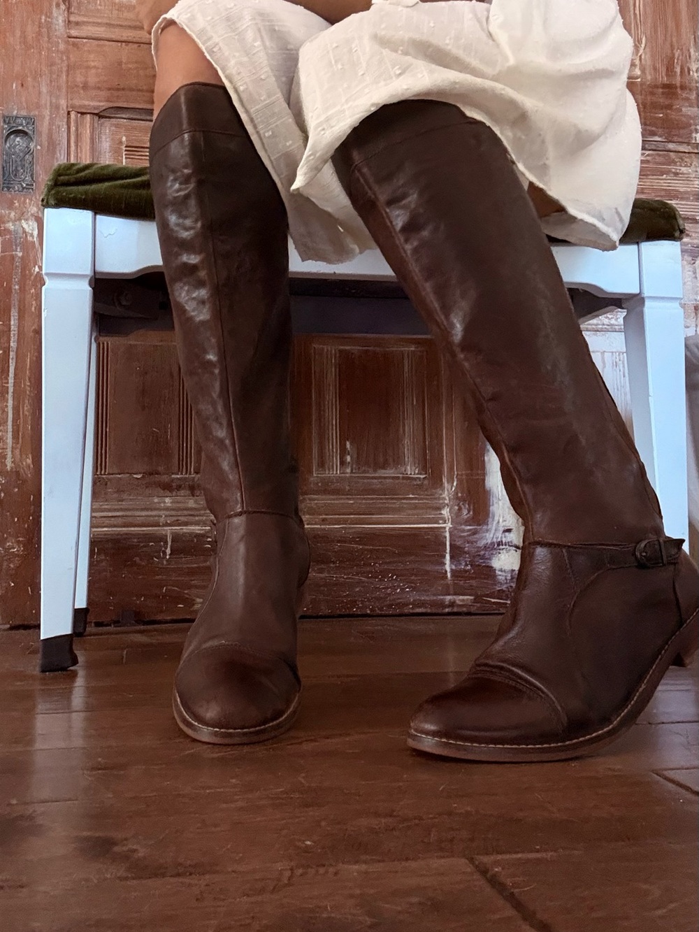 Classic Tall Leather Riding Boots - Brown